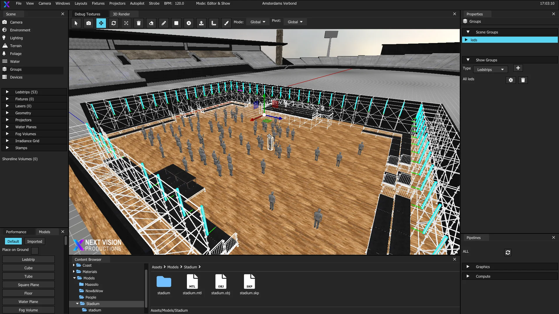 ontwerp maken met VisionX voor Amsterdams Verbond van de arena stage